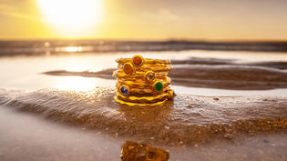  gouden chakra ring met edelstenen