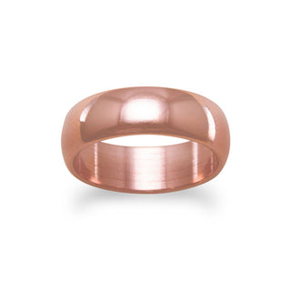 Silver Stars Collection - 6mm Domed Solid Copper Ring: 9