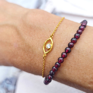 Evil Eye Bracelet | gold & white topaz