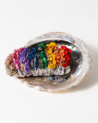 7 Chakra Smudge Stick met Witte Salie & Sinuata Bloemen (10 cm)