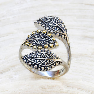 Silver Ring with Leaf Motif