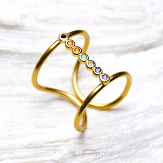 Chakra Alignment Ring | Gold with Gemstones
