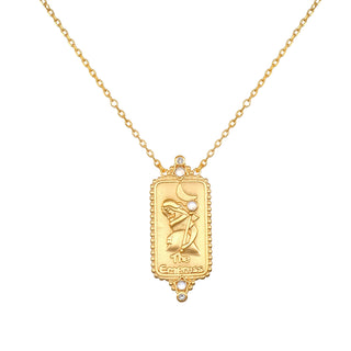 Le collier de tarot de l’empereur | Or avec Topaze et Pierre de Lune
