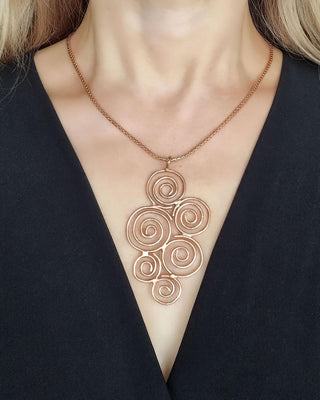 Koperen Ketting met grote krul hanger