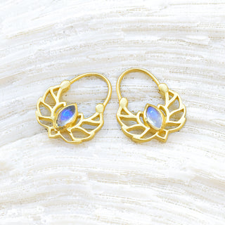 Lotus Moonstone Earrings | Gold