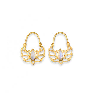 Lotus Moonstone Earrings | Gold