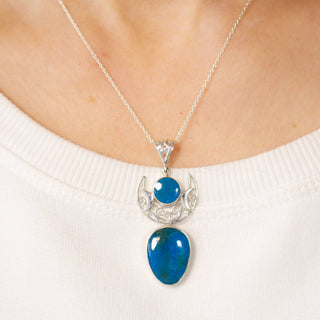 Peruvian Blue Opal - Triple Moon Pendant
