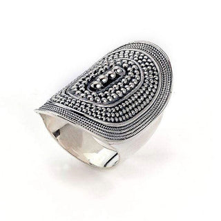Large richly crafted silver ring