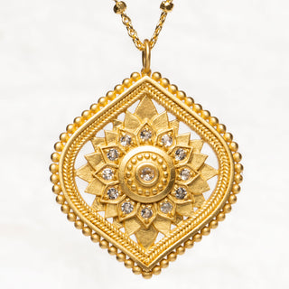 Lotus Necklace | Gold & White Topaz