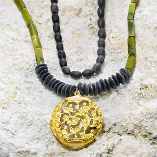 David Aubrey Jewelry Ketting Amulet Ketting met Serpentijn en Lava