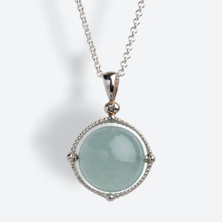 Aquamarijn sphere ketting – draaiende bol