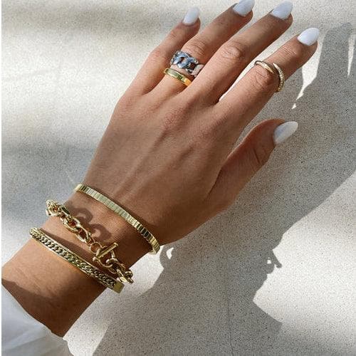 Sahira Jewelry Design Armband Bangle - Goud met chain