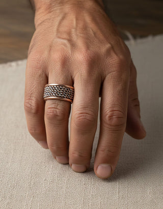 Brede Koperen Magneet Ring | bi - color versiering