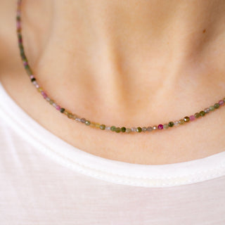 Gemstone Necklace - Watermelon Tourmaline - 2mm - DEVA LOVES