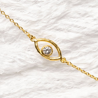 Evil Eye Bracelet | Gold & White Topaz - DEVA LOVES