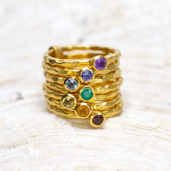 Satya Jewelry Ring Gouden Chakra Ring met Edelstenen