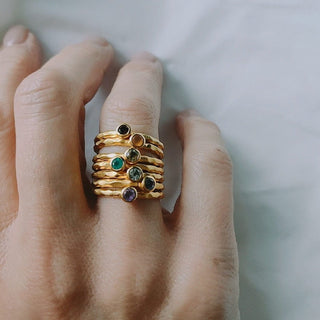 Satya Jewelry Ring Gouden Chakra Ring met Edelstenen