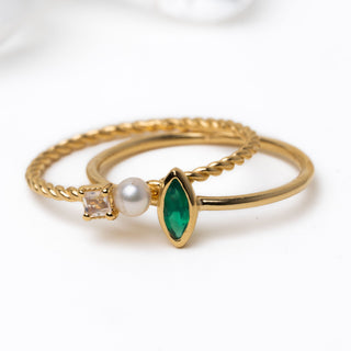 Gouden Ring | Maansteen & Parel | 18k verguld - DEVA LOVES