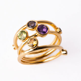 Gouden Ring met Edelstenen | 3 - delig | 18k verguld - DEVA LOVES