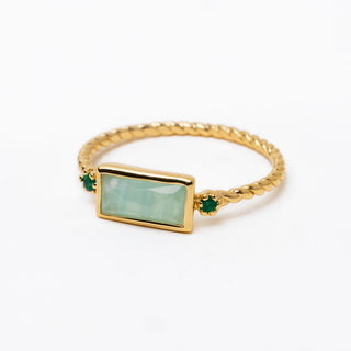 Gouden Ringetje | Amazoniet & Groene Onyx | 18k verguld - DEVA LOVES