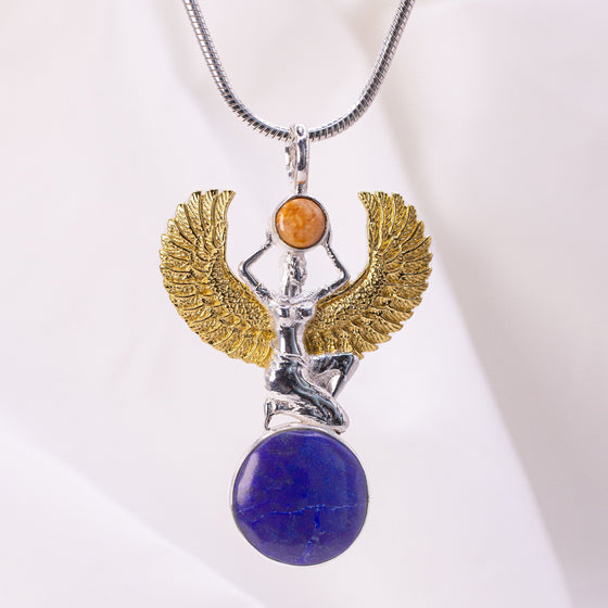 DEVA LOVES Ketting Hanger Ketting Godin Isis - Goud en Lapis Lazuli