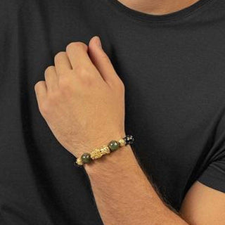 Karma And Luck Armband Heren Armband - Zwarte Obsidiaan