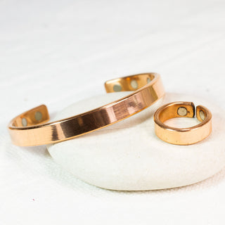 Copper Magnet Bracelet and Ring - Set - M,L