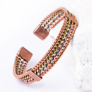 Koperen Armband - Drie Kleuren - Vier strengen - M - DEVA LOVES