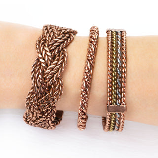 Koperen Armband - Drie Kleuren - Vier strengen - M - DEVA LOVES