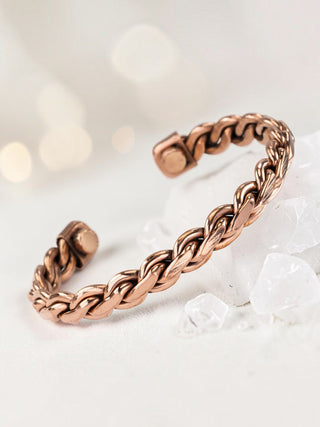 Koperen armband - gevlochten
