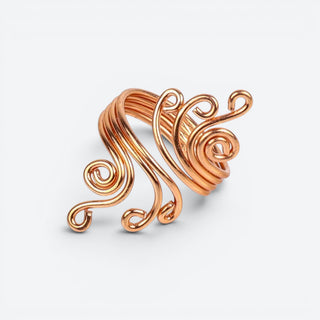 Koperen dames ring - krullen