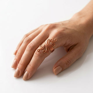 Koperen dames ring - krullen