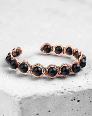 Koperen edelsteen armband - Obsidiaan