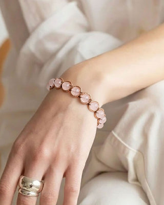 Koperen edelsteen armband - Rozenkwarts