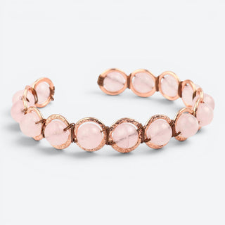 Koperen edelsteen armband - Rozenkwarts