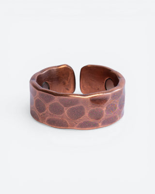 Koperen heren ring - antique gehamerd