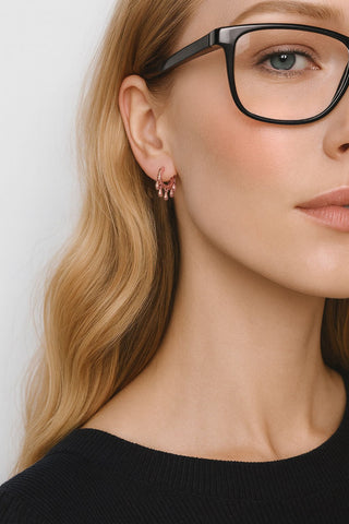 Koperen Huggie Oorbellen met Druppeltjes