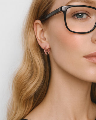 Koperen Huggie Oorbellen met Druppeltjes