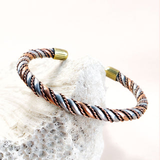 Koperen Magneet Armband - Gedraaid bicolor - S/M - DEVA LOVES