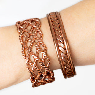 Koperen magneet armband - open vlechtwerk