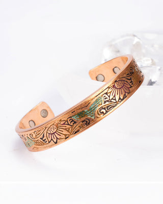 Koperen magneet armband - zonnebloem