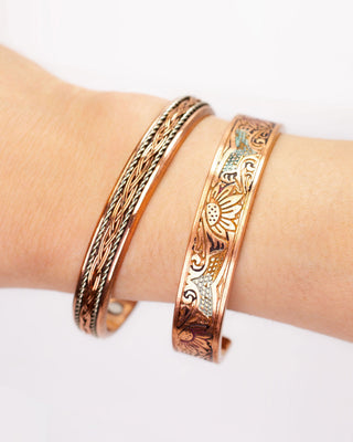Koperen magneet armband - zonnebloem