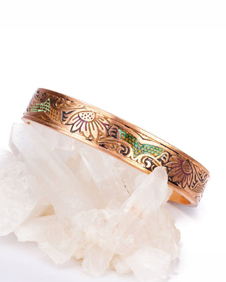 Koperen magneet armband - zonnebloem