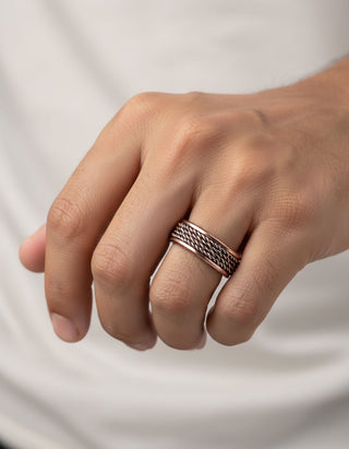 Koperen magneet ring - ingelegd draad