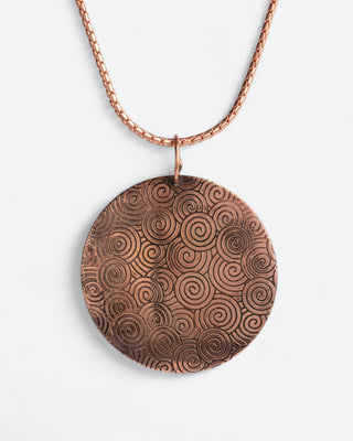 Koperen ronde hanger - krul patroon