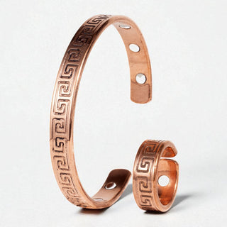 Koperen set met Meanderpatroon – armband & ring