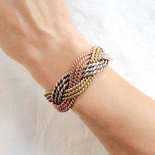 Koperen Vlechtarmband voor Dames - Drie Kleuren