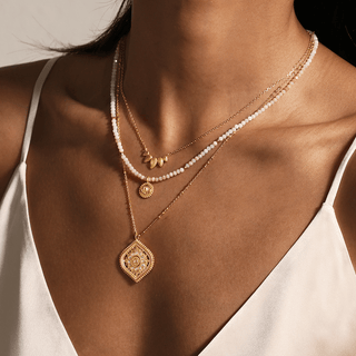 Lotus Necklace | Gold & White Topaz - DEVA LOVES