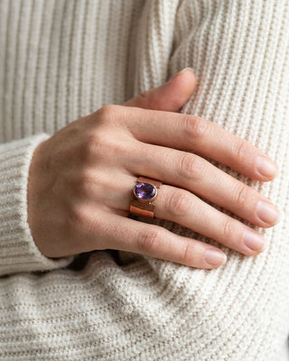 Luxe koperen ring met Amethist