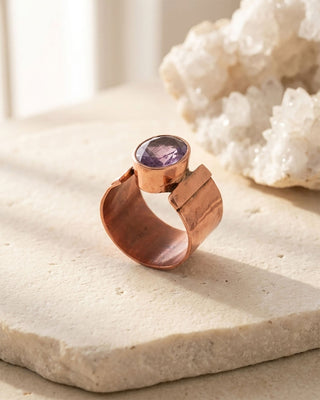 Luxe koperen ring met Amethist